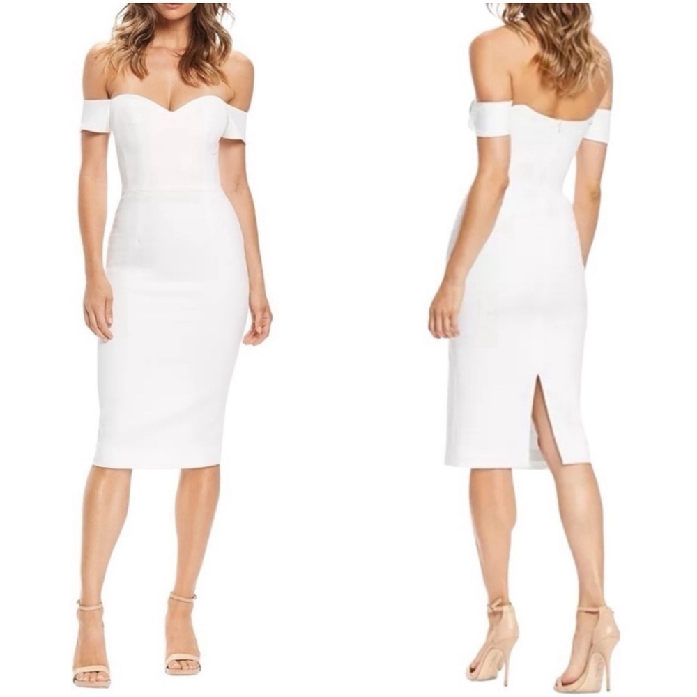 Dress the Population Off-Shoulder White Dress